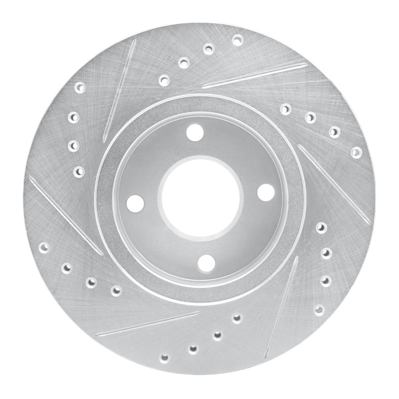Ford Contour Brake Rotor (1) - Front Right - R1 Concepts - Drilled & Slotted - Silver - `98-`04